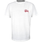 Stussy - White Guitar Made in USA T-Shirt 1990s Large