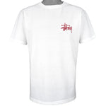 Stussy - White Guitar Made in USA T-Shirt 1990s Large