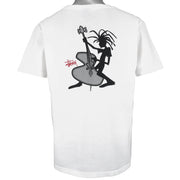Stussy - White Guitar Made in USA T-Shirt 1990s Large