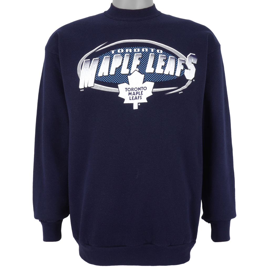NHL (Waves) - Toronto Maple Leafs Crew Neck Sweatshirt 1990s Large Vintage Retro Hockey