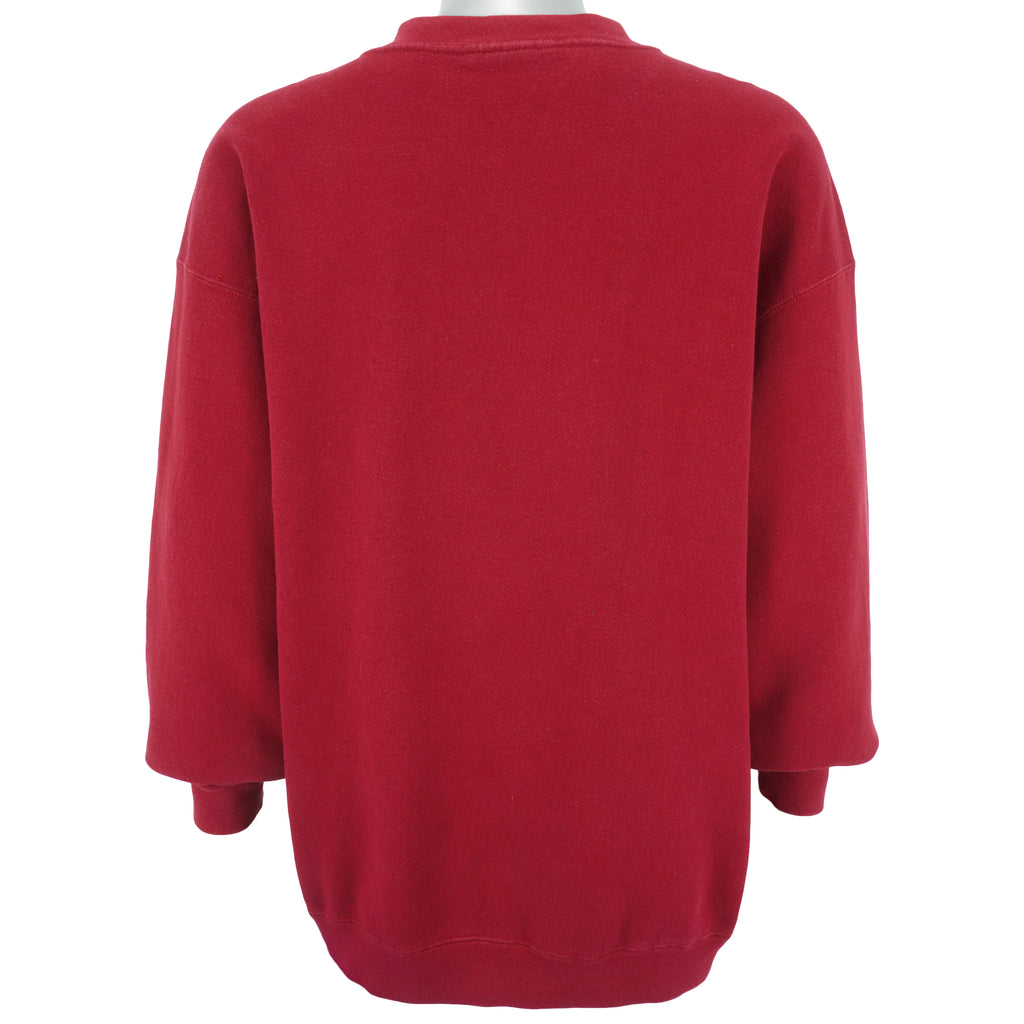 Nike - Red Big Spell-Out Crew Neck Sweatshirt 1990s X-Large Vintage Retro