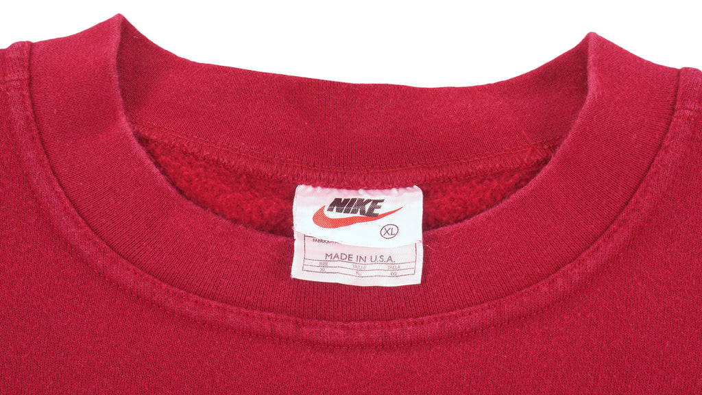 Nike - Red Big Spell-Out Crew Neck Sweatshirt 1990s X-Large Vintage Retro