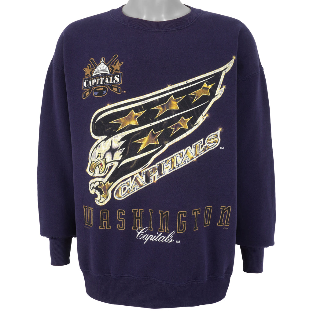 NHL - Washington Capitals Spell-Out Crew Neck Sweatshirt 1990s X-Large Vintage Retro Hockey