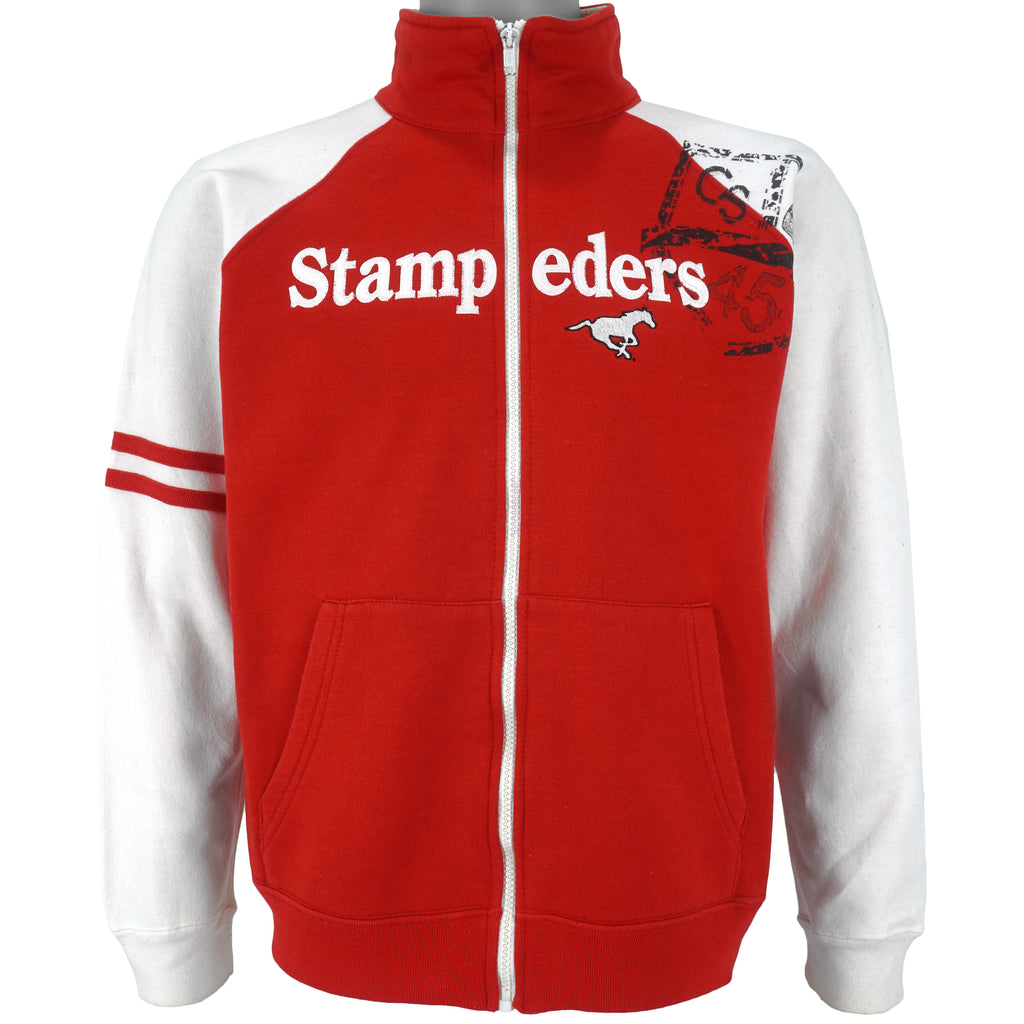 CFL (Impact)- Calgary Stampeders Zip-Up Sweatshirt 1990s Large Vintage Retro Football