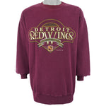 NHL (Nutmeg) - Detroit Red Wings Big Logo Sweatshirt 1990s Large Vintage Retro Hockey