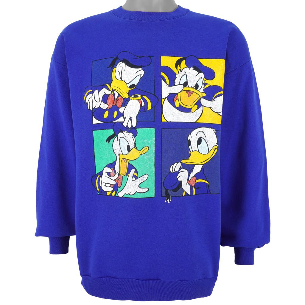 Disney (Mickey Inc) - Donald Duck Spell-Out Sweatshirt 1990s Large vintage Retro