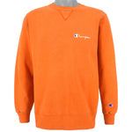 Champion - Orange Classic Crew Neck Sweatshirt 1990s Large Vintage Retro