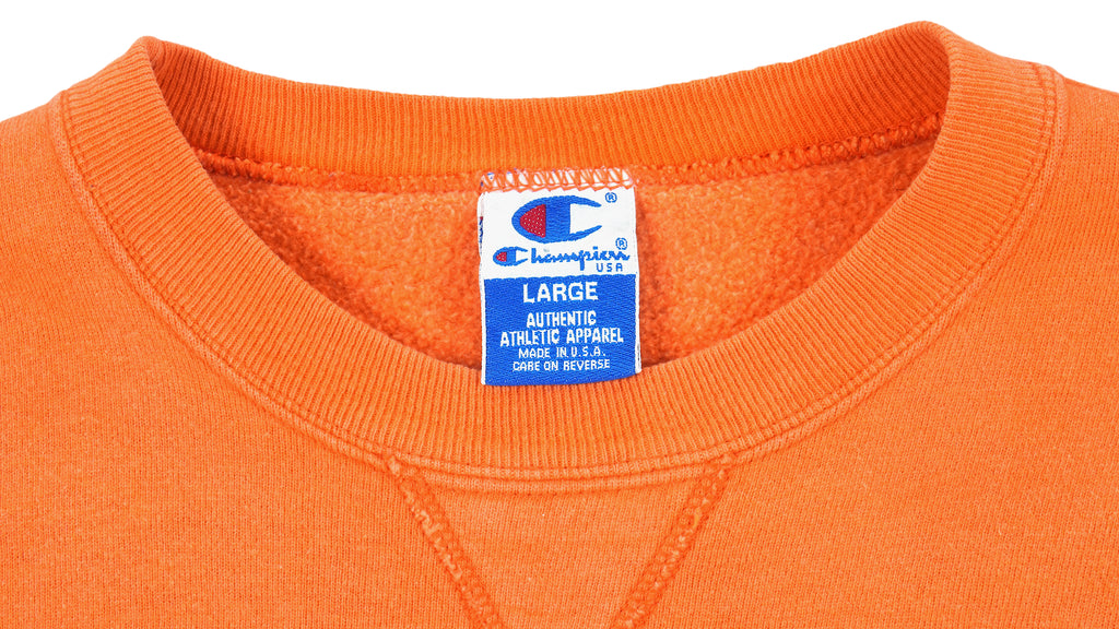 Champion - Orange Classic Crew Neck Sweatshirt 1990s Large Vintage Retro