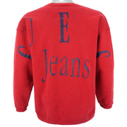 Guess - Red Big Spell-Out Crew Neck Sweatshirt 1990s Large Vintage Retro