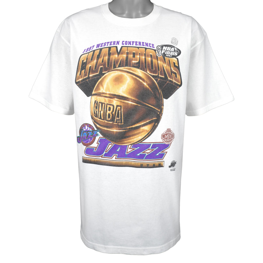 NBA (Lee) - Utah Jazz, Western Conference Champions T-Shirt 1997 X-Large Vintage Retro Basketball