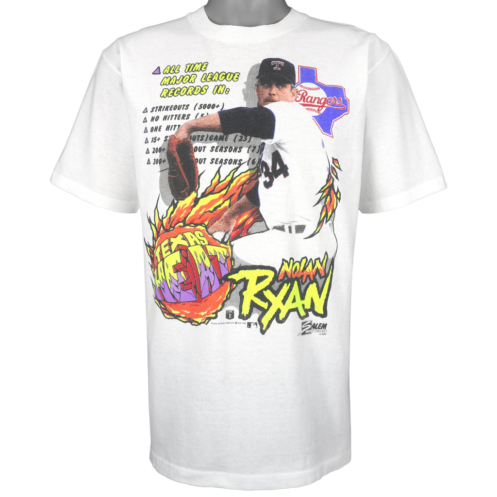 MLB (Salem) - Texas Rangers, Nolan Ryan T-Shirt 1990 Large Vintage Retro Baseball