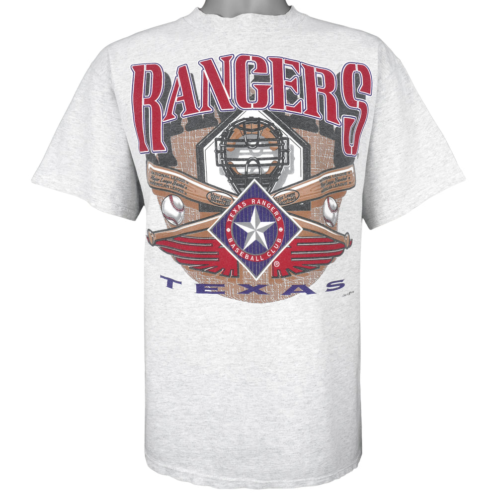 MLB (Logo 7) - Texas Rangers Spell-Out T-Shirt 1998 Large Vintage Retro Baseball