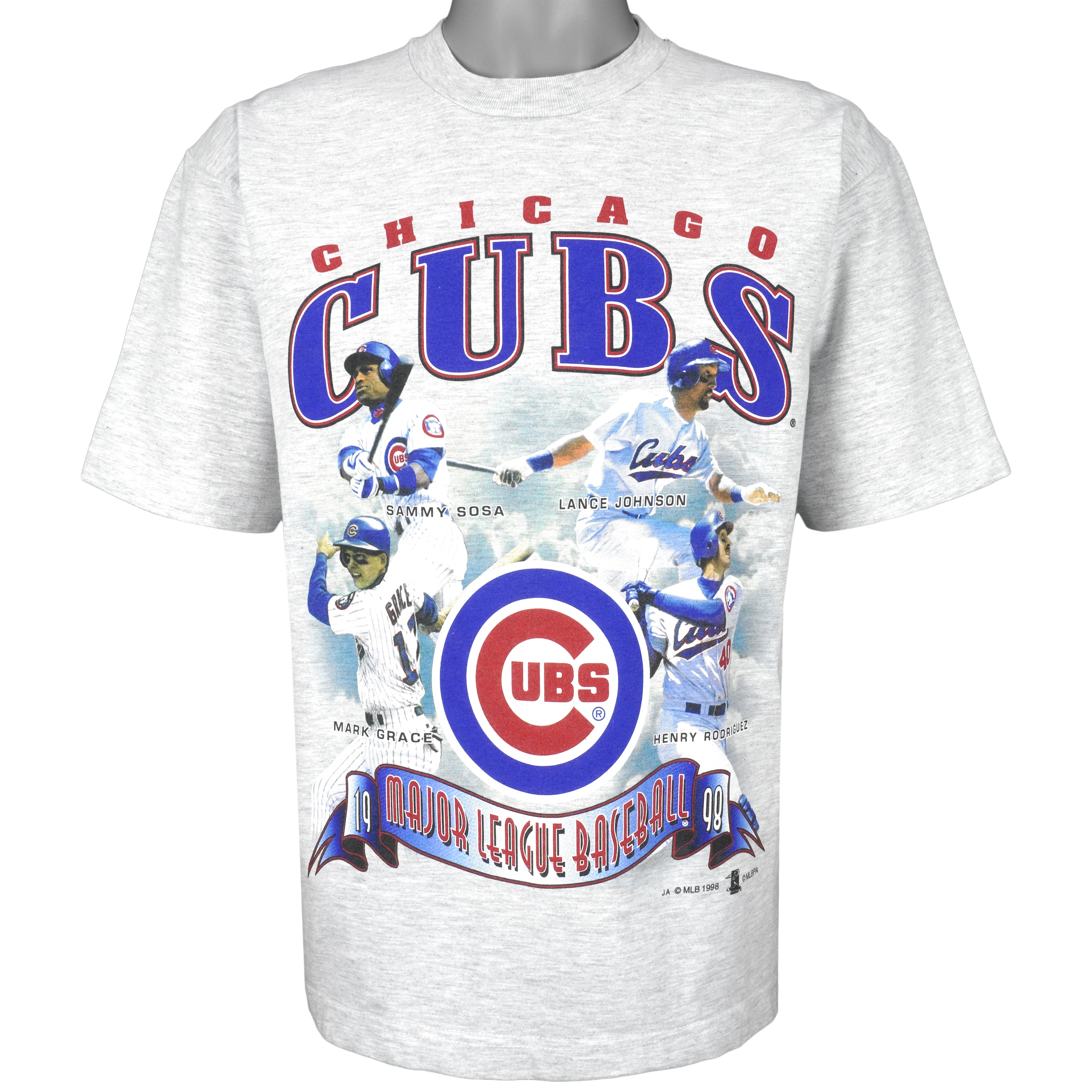 MLB (Champ) - Chicago Cubs & Top 4 Players T-Shirt 1998 Medium Vintage Retro Baseball