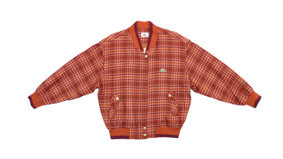 Lacoste - Burgundy Plaid Harrington Jacket 1990s X-Large