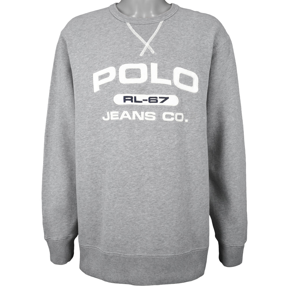 Ralph Lauren (Polo) - Grey RL-67 Crew Neck Sweatshirt 1990s X-Large Vintage Retro