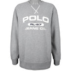 Ralph Lauren (Polo) - Grey RL-67 Crew Neck Sweatshirt 1990s X-Large Vintage Retro
