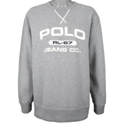 Ralph Lauren (Polo) - Grey RL-67 Crew Neck Sweatshirt 1990s X-Large Vintage Retro