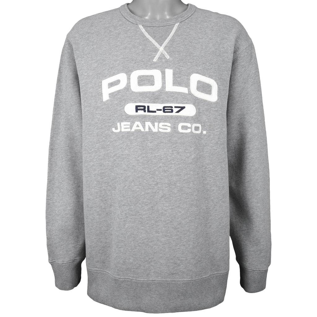 Ralph Lauren (Polo) - Grey RL-67 Crew Neck Sweatshirt 1990s X-Large Vintage Retro