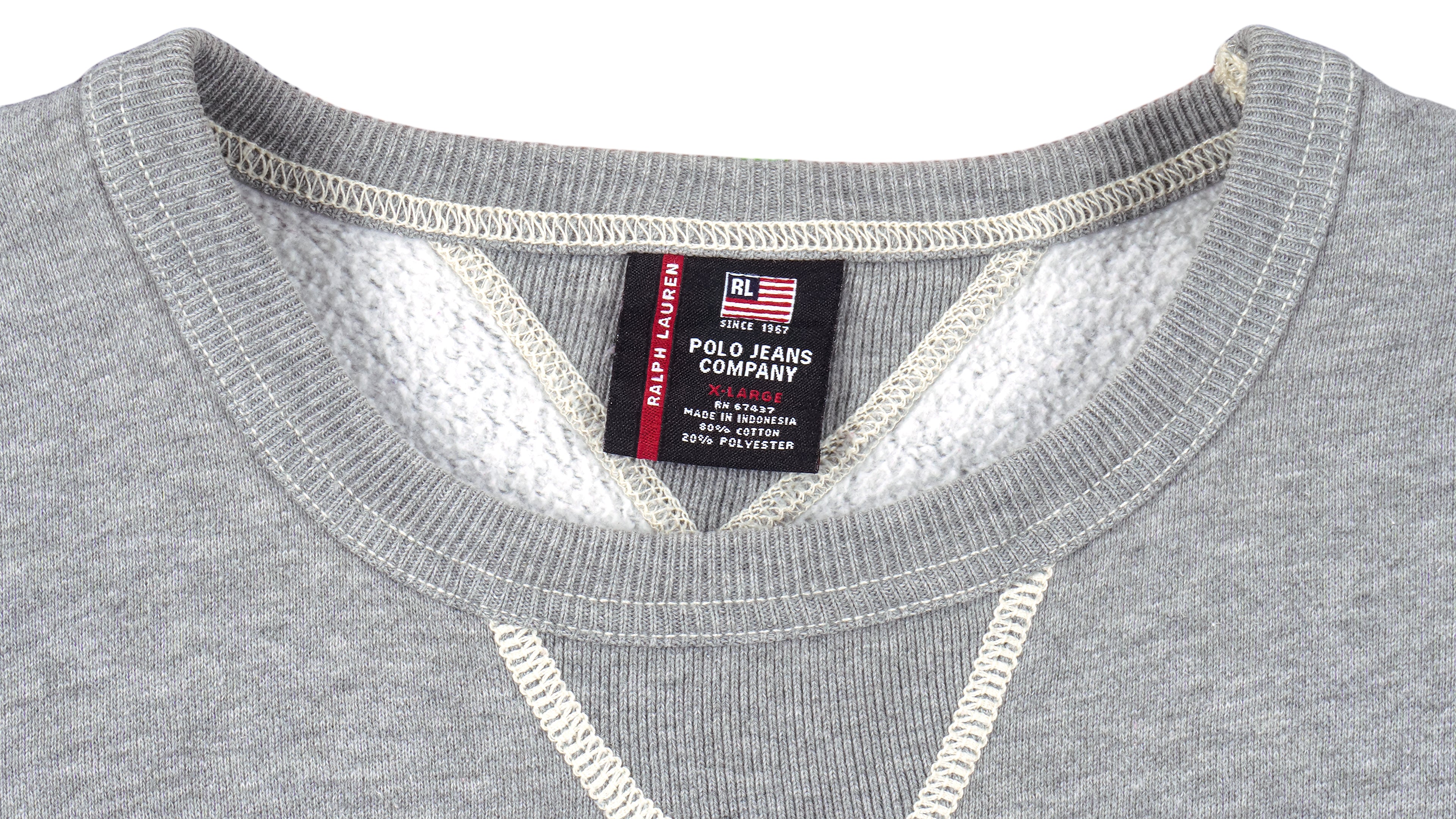Ralph Lauren (Polo) - Grey RL-67 Crew Neck Sweatshirt 1990s X-Large Vintage Retro