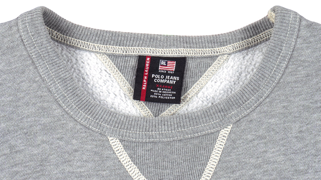 Ralph Lauren (Polo) - Grey RL-67 Crew Neck Sweatshirt 1990s X-Large Vintage Retro