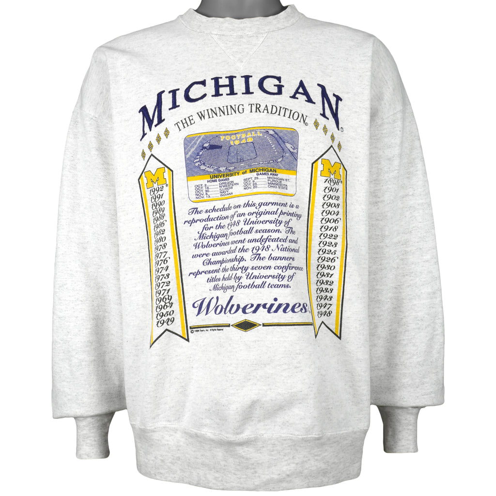 NCAA (Team Inc.) - Michigan Wolverines Crew Neck Sweatshirt 1990s X-Large Vintage Retro Football College