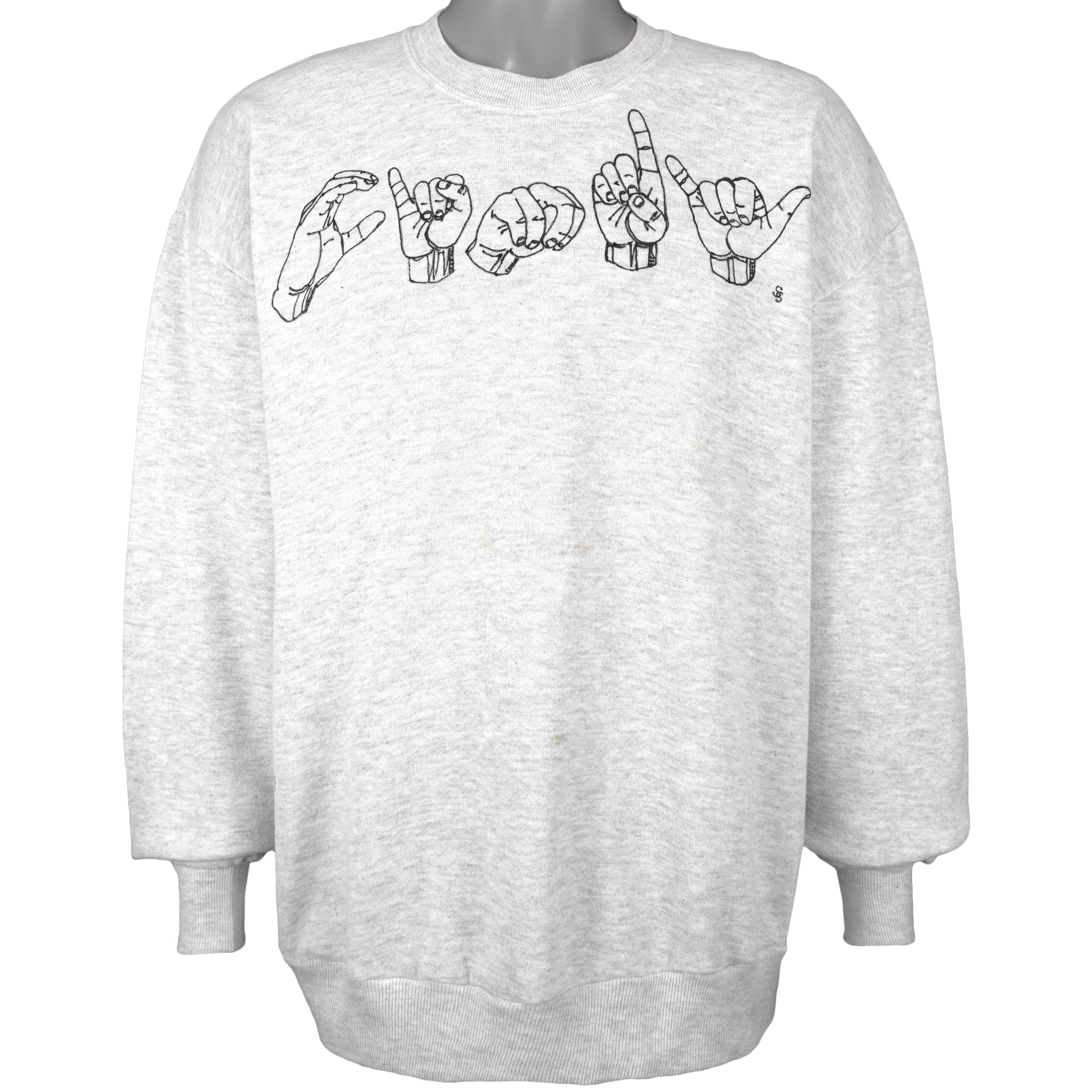 Vintage (Jerzees) - CINDY, American Sign Language Crew Neck Sweatshirt 1990s X-Large Vintage Retro
