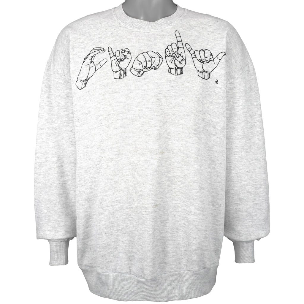 Vintage (Jerzees) - CINDY, American Sign Language Crew Neck Sweatshirt 1990s X-Large Vintage Retro