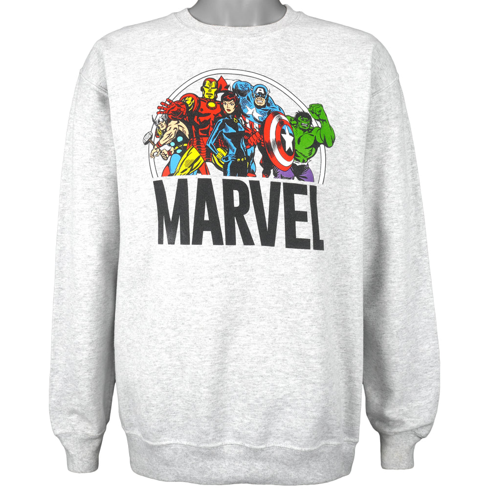Marvel - White Big Print Crew Neck Sweatshirt Medium Vintage Retro