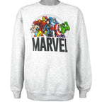 Marvel - White Big Print Crew Neck Sweatshirt Medium Vintage Retro