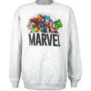 Marvel - White Big Print Crew Neck Sweatshirt Medium Vintage Retro