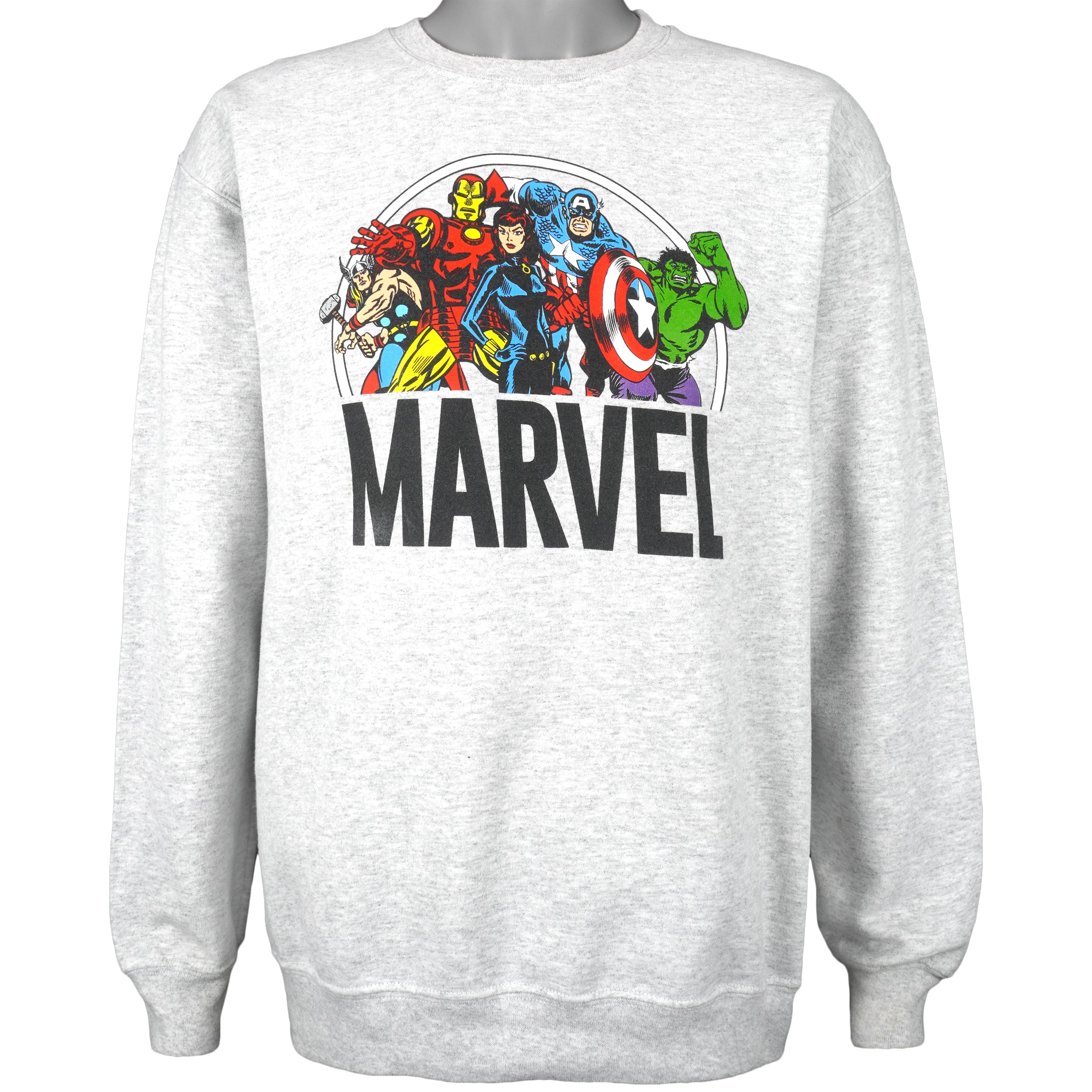 Marvel - White Big Print Crew Neck Sweatshirt Medium Vintage Retro