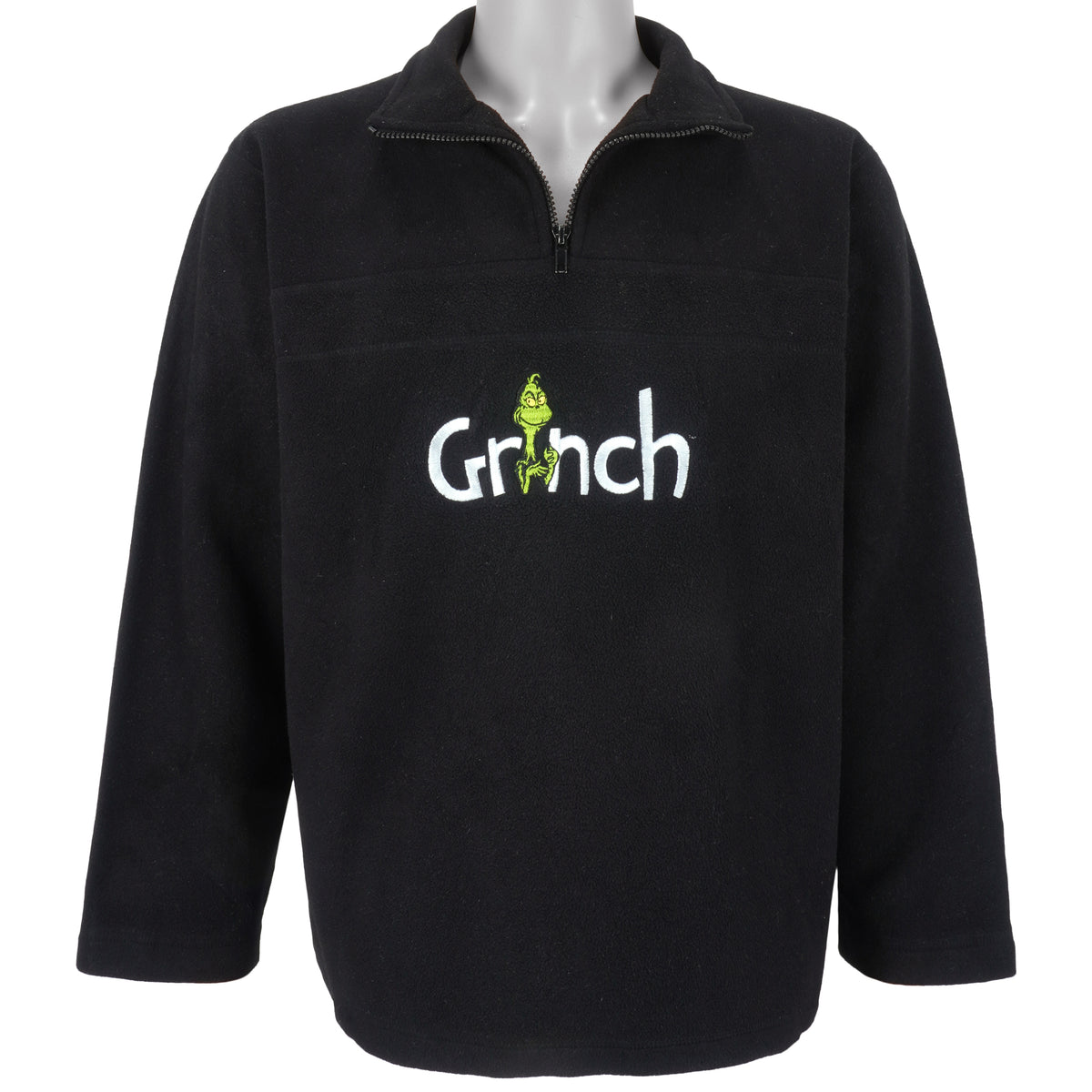 Vintage (Seuss Brand) - Grinch 1/4 Zip Fleece Sweatshirt 1990s Large Vintage Retro
