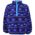 LL Bean - Blue Pattern 1/2 Zip Fleece Sweatshirt 1990s Large Vintage Retro