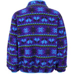 LL Bean - Blue Pattern 1/2 Zip Fleece Sweatshirt 1990s Large Vintage Retro