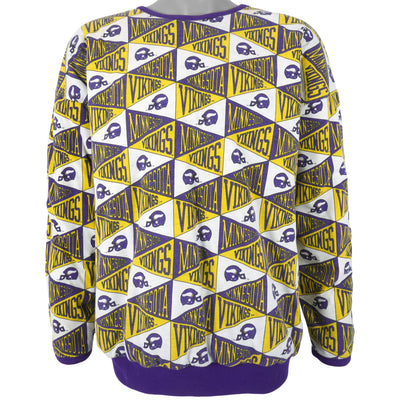 NFL - Minnesota Vikings Monogram Reversible Crew Neck Sweatshirt 1990s Medium