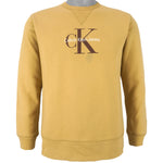 Calvin Klein - Yellow CK Jeans Crew Neck Sweatshirt 1990s Small