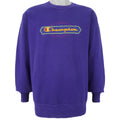 Champion - Blue Embroidered Classic Crew Neck Sweatshirt 1990s X-Large Vintage Retro
