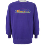 Champion - Blue Embroidered Classic Crew Neck Sweatshirt 1990s X-Large