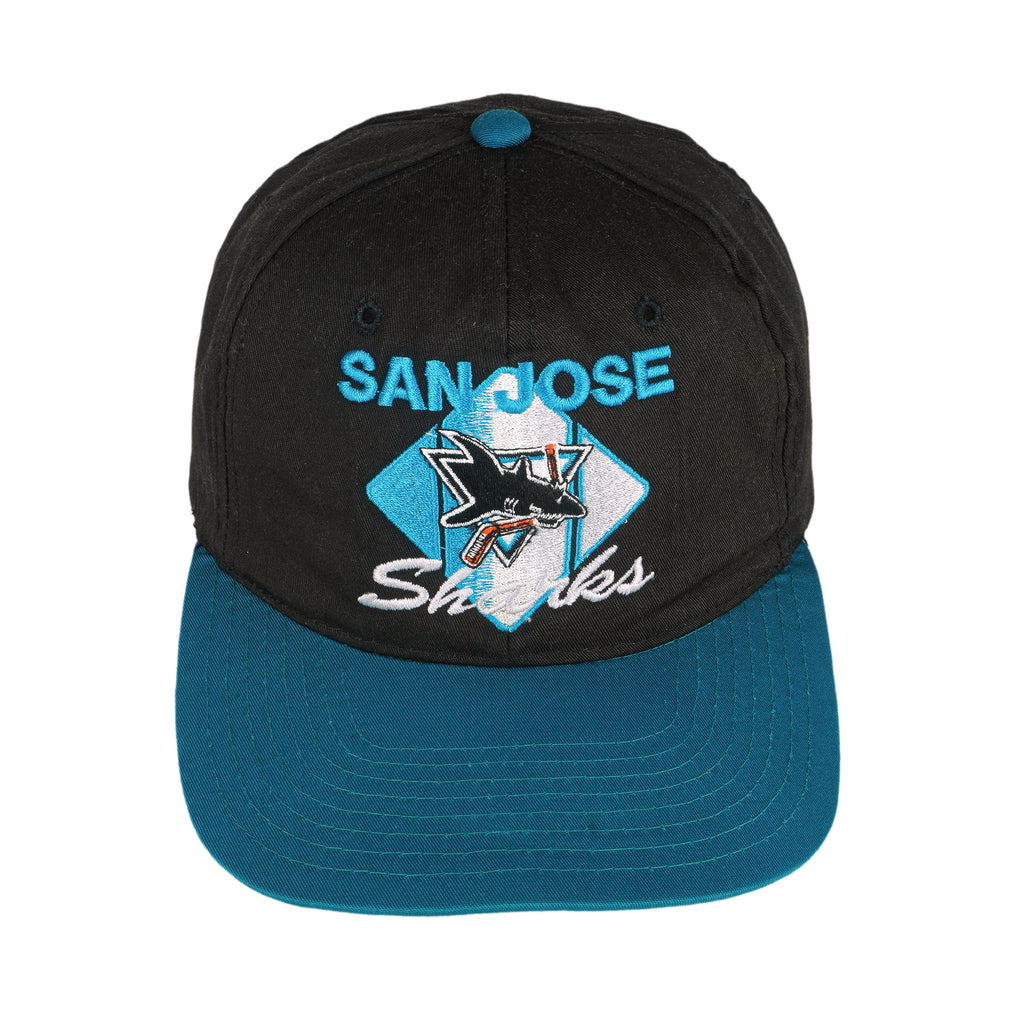 NHL (CCM) - San Jose Sharks Snap Back Hat 1990s Adjustable Vintage Retro Hockey