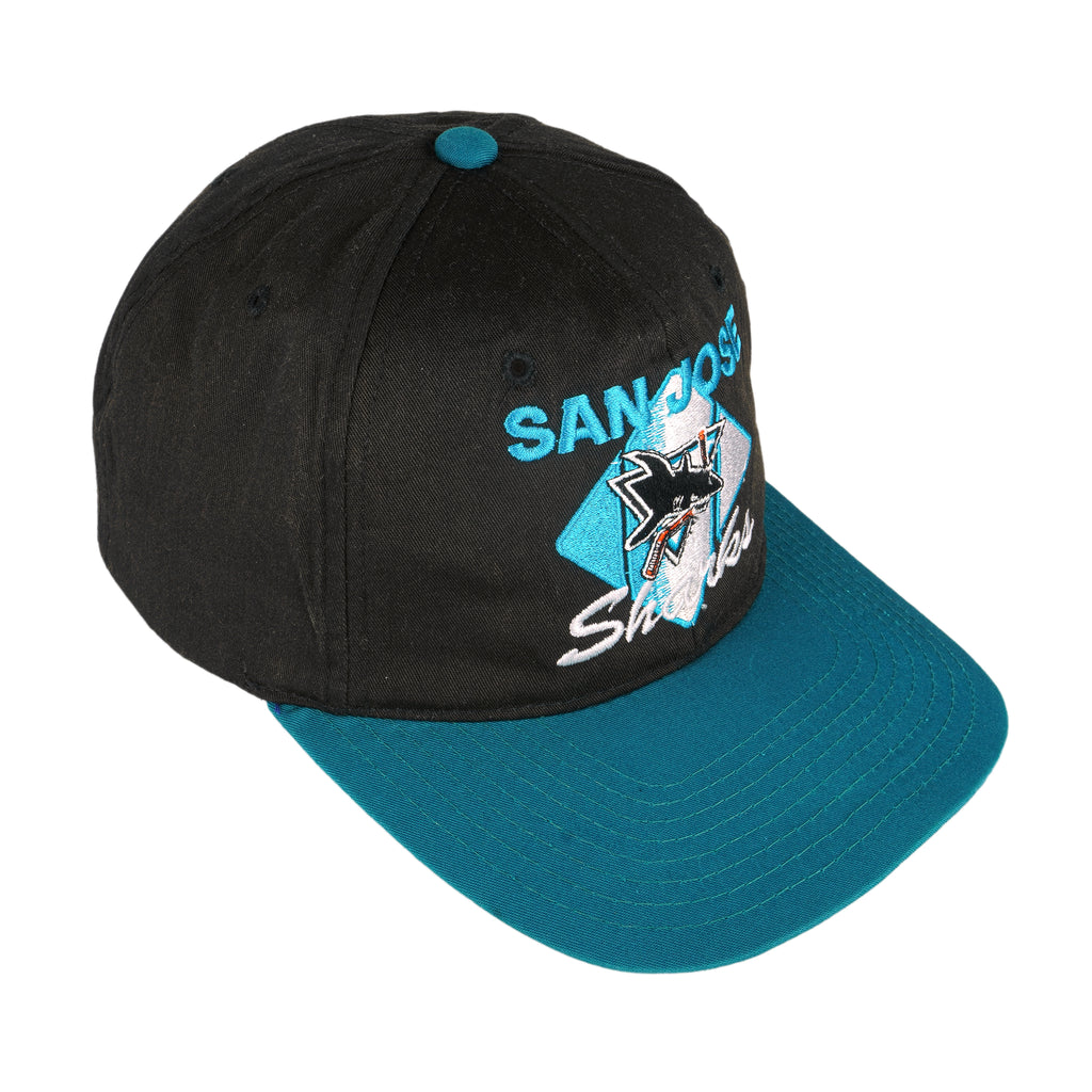 NHL (CCM) - San Jose Sharks Snap Back Hat 1990s Adjustable Vintage Retro Hockey