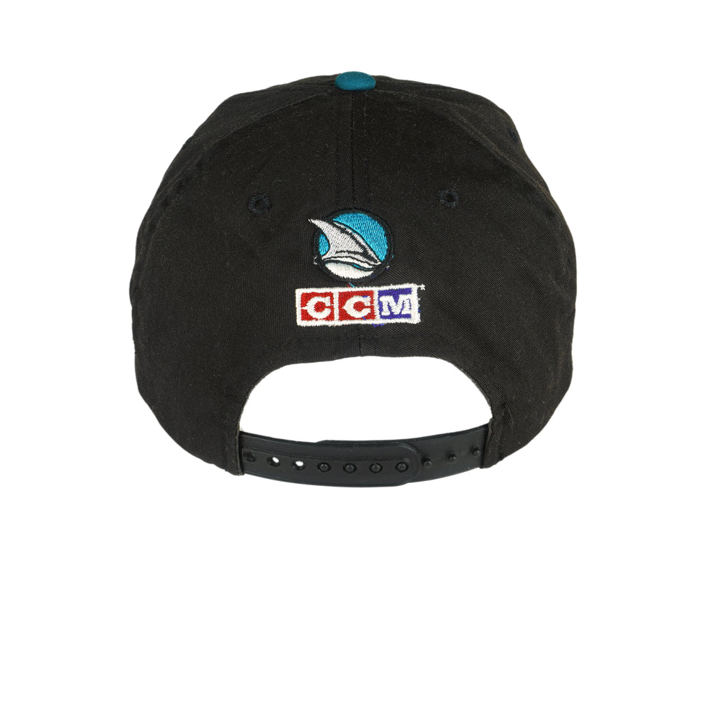 NHL (CCM) - San Jose Sharks Snap Back Hat 1990s Adjustable Vintage Retro Hockey