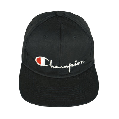 Champion - Black Spell-Out Snapback Hat 1990s OSFA