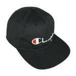 Champion - Black Spell-Out Snap Back Hat 1990s OSFA Vintage Retro