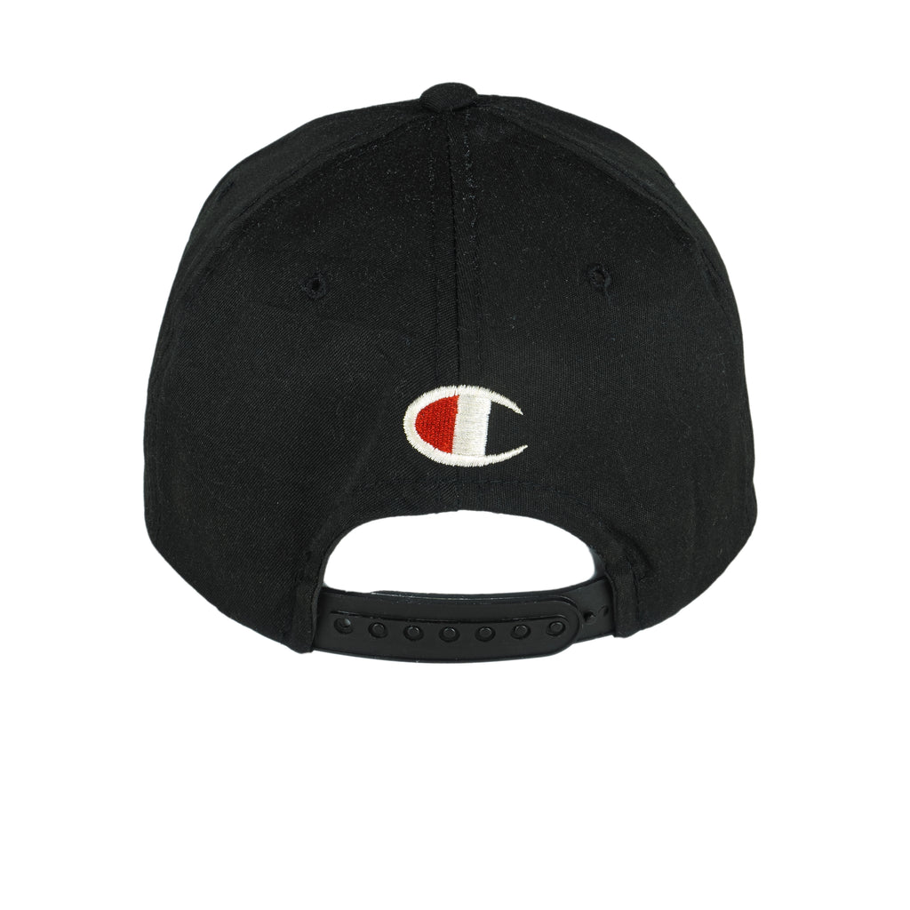 Champion - Black Spell-Out Snap Back Hat 1990s OSFA Vintage Retro