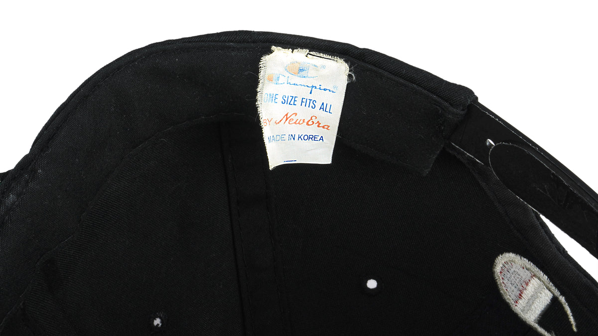 Champion - Black Spell-Out Snap Back Hat 1990s OSFA Vintage Retro
