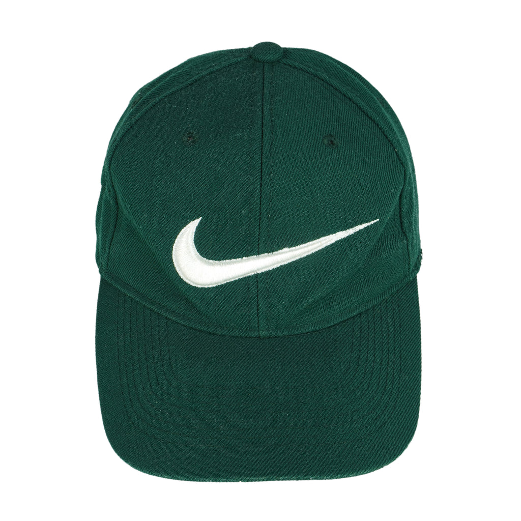 Nike - Green Big Logo Snap Back Hat 1990s OSFA Vintage Retro