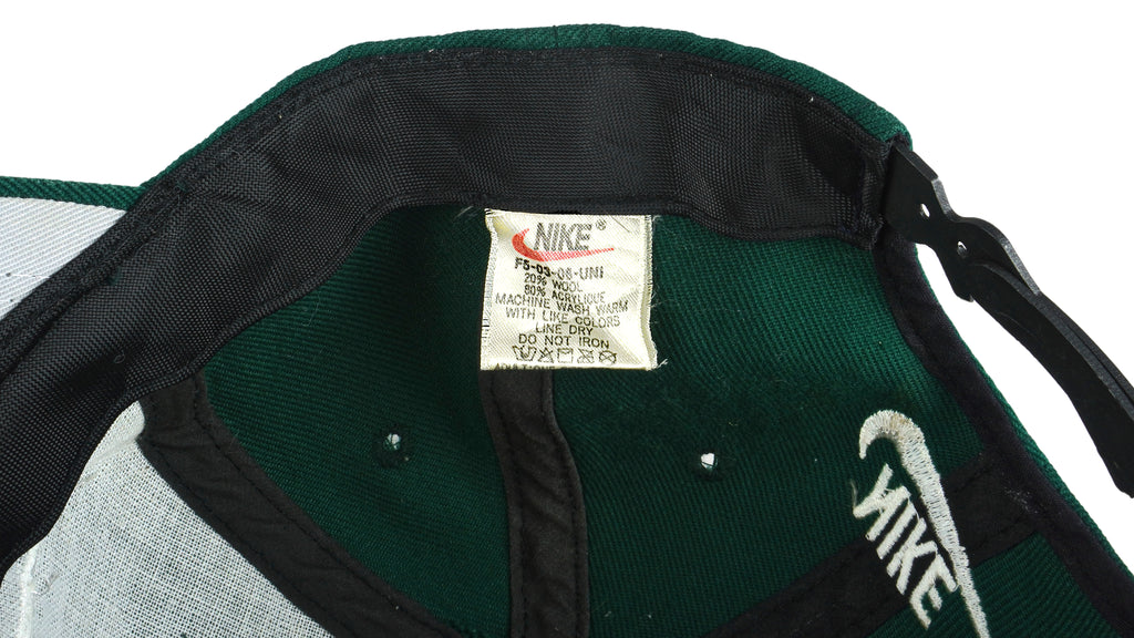 Nike - Green Big Logo Snap Back Hat 1990s OSFA Vintage Retro