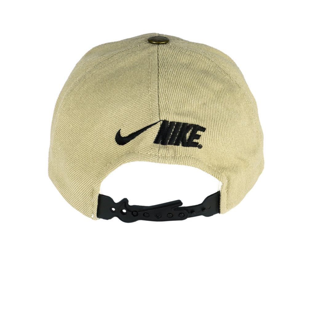 Nike - Beige Big Logo Snap Back Hat 1990s OSFA Vintage Retro