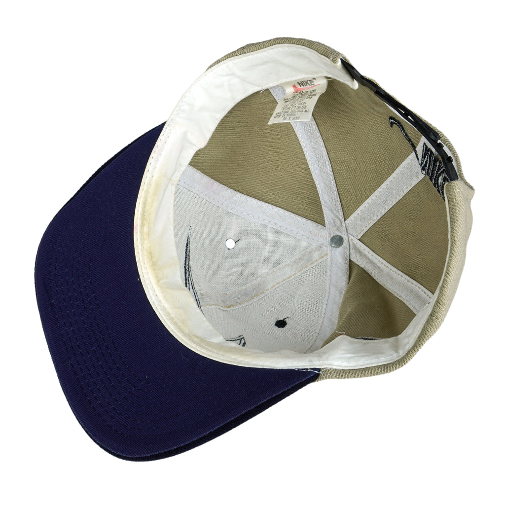 Nike - Beige Big Logo Snap Back Hat 1990s OSFA Vintage Retro