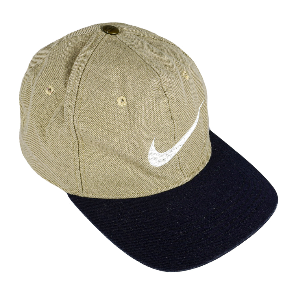 Nike - Brown Big Logo Snap Back Hat 1990s OSFA Vintage Retro